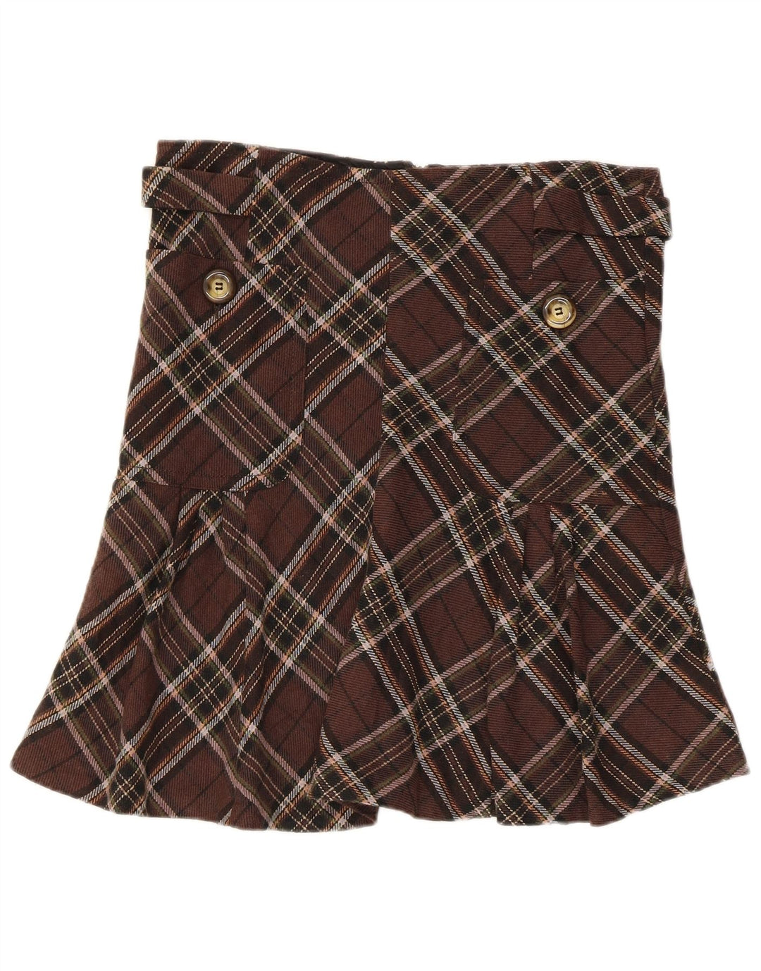 Fusta evazată pentru femei Benetton IT 44 Medium W32 Brown Check Bumbac