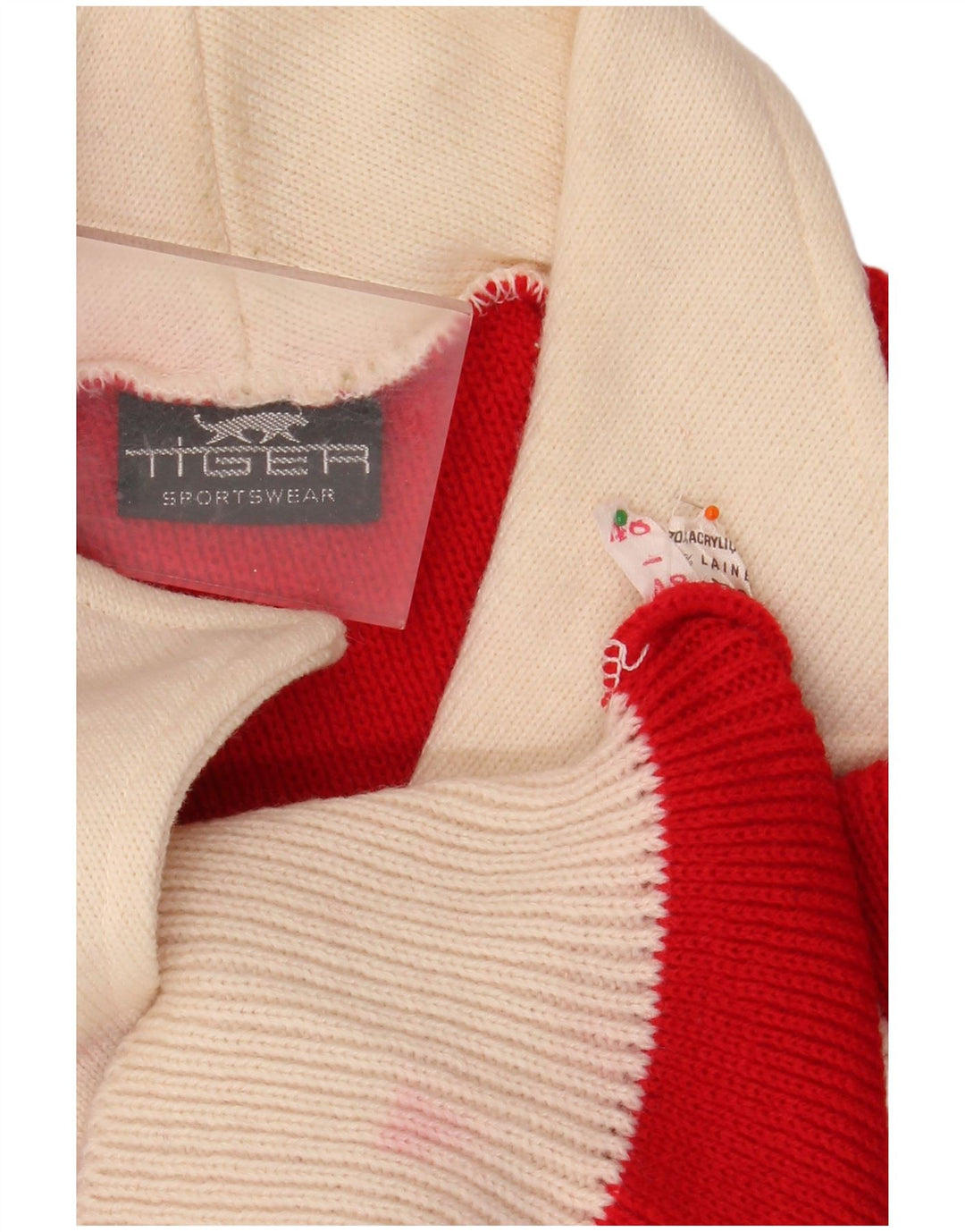 Pulover VINTAGE pentru femei cu gât polo IT 48 XL roșu acrilic colorat