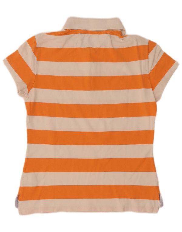 Cămașă polo Tommy Hilfiger pentru femei slim fit UK 14 mare bumbac cu dungi portocalii