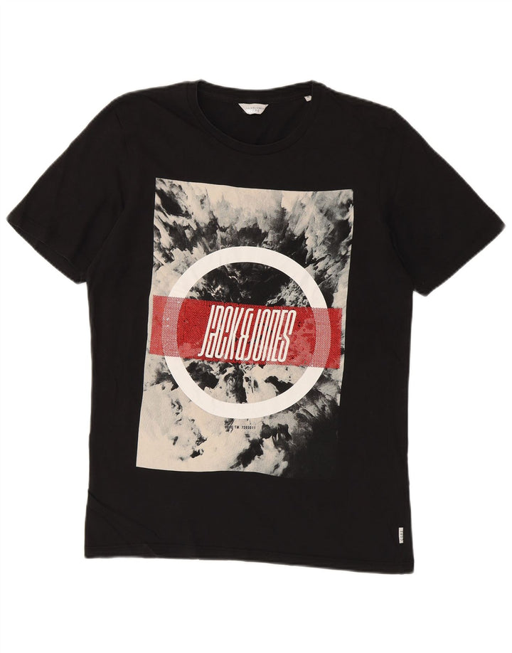 JACK & JONES Tricou grafic pentru bărbați Top mediu din bumbac negru