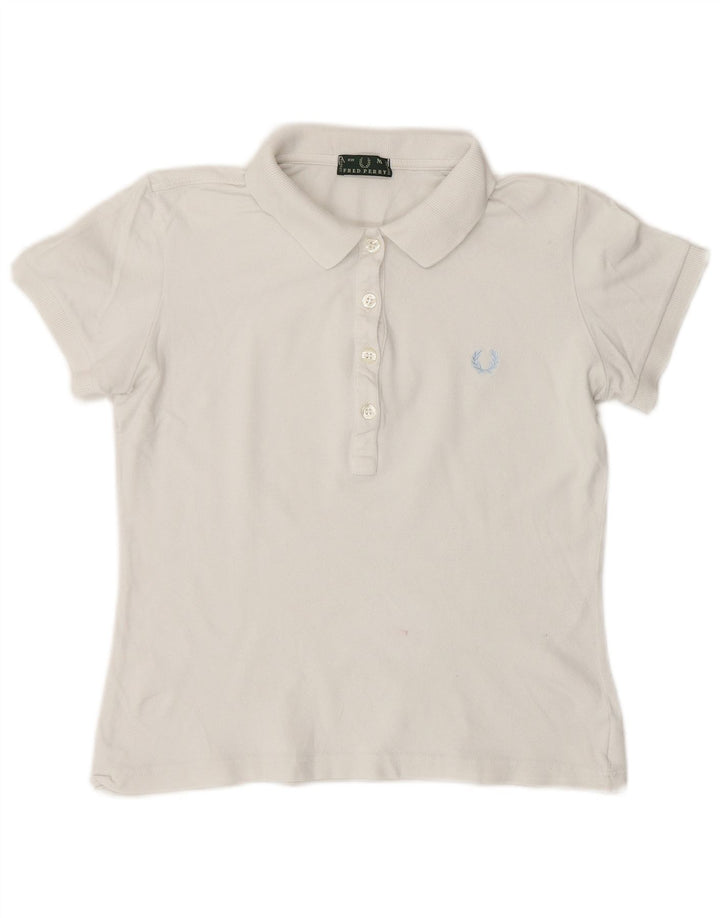 Fred Perry Tricou polo pentru femei UK 12, bumbac alb mediu