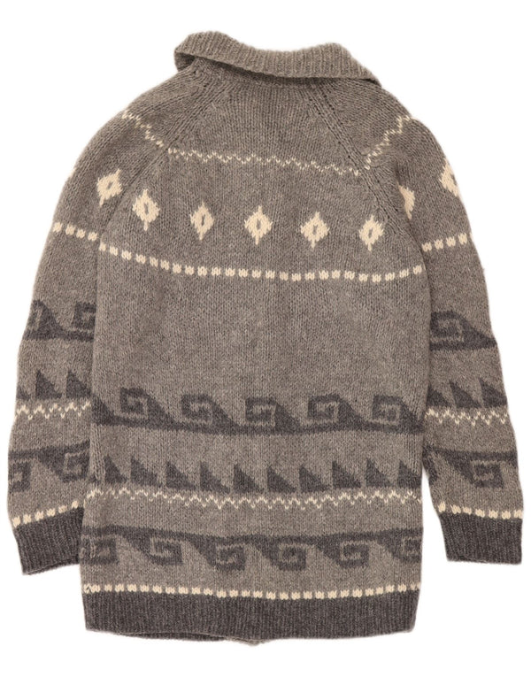 Pulover cardigan cu paragate Evidence pentru femei UK 10 mic gri din lână Fair Isle