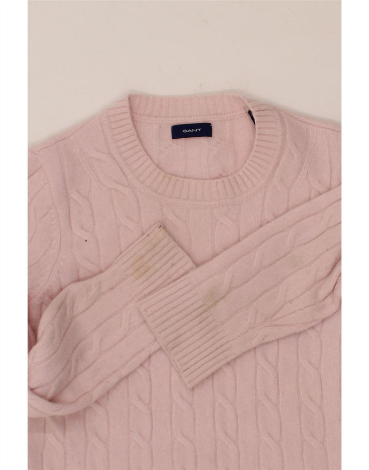 GANT Womens Crew Neck Jumper Sweater UK 10 Small Pink Wool Vintage Gant and Second-Hand Gant from Messina Hembry 