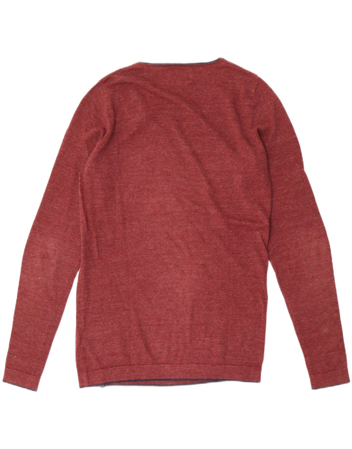 JACK & JONES Pulover cu decolteu în V pentru bărbați, bumbac maro mic
