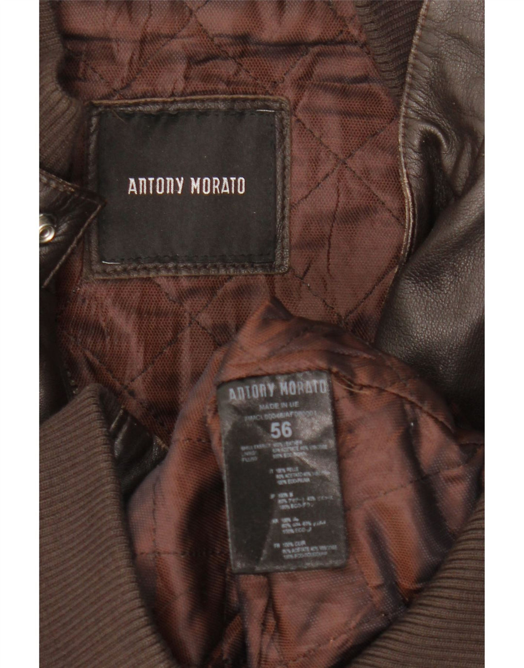 Jachetă de piele pentru bărbați Antony Morato UK 40, piele maro mare