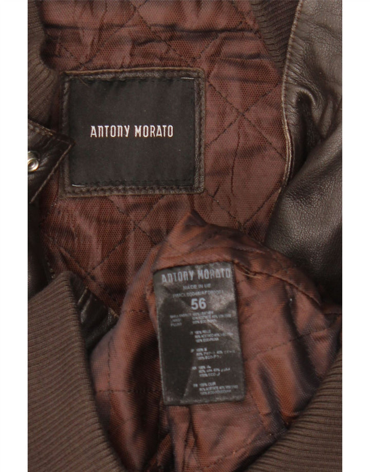 Jachetă de piele pentru bărbați Antony Morato UK 40, piele maro mare