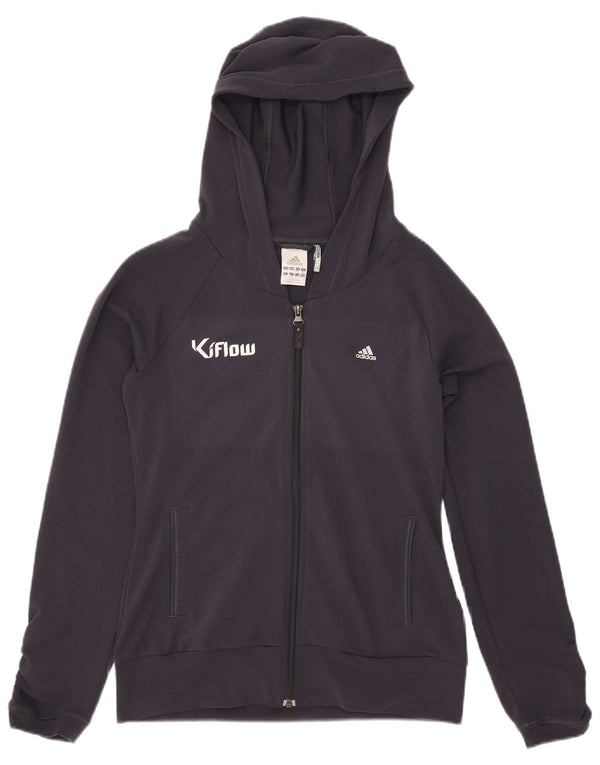 Pulover Adidas pentru femei Graphic Zip Hoodie UK 12 Medium Bleumarin Poliester