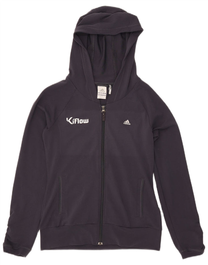 Pulover Adidas pentru femei Graphic Zip Hoodie UK 12 Medium Bleumarin Poliester