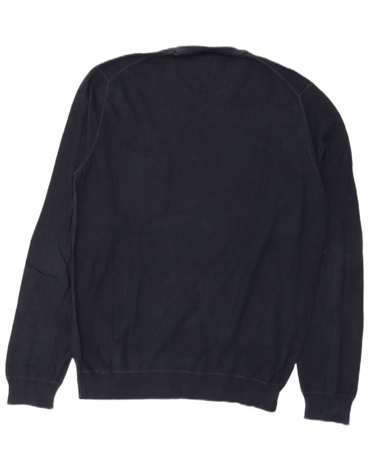 Pulover pentru bărbați Woolrich cu gât crew pulover mic din bumbac bleumarin