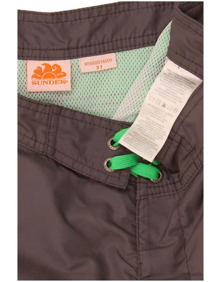 Pantaloni scurți de înot Sundek pentru bărbați, gri mediu, poliester color bloc