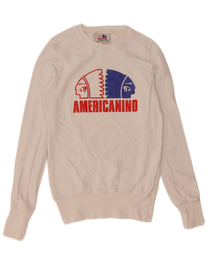 Americanino Hanorac grafic pentru bărbați Jumper mic, alb, bumbac