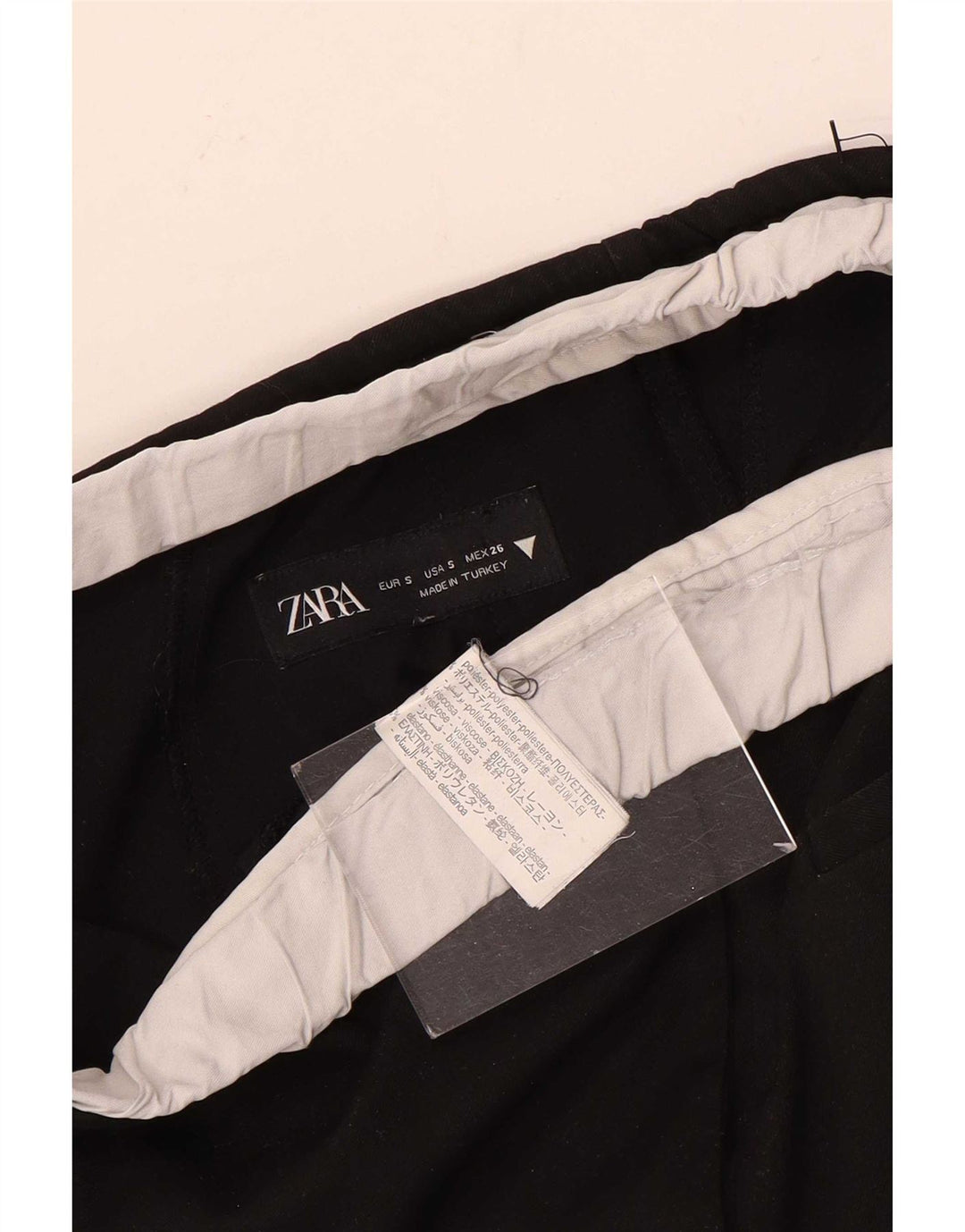 Pantaloni Zara femei cu picioare largi Mici L26 L30 Poliester negru