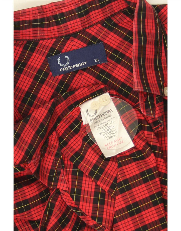 Cămașă Fred Perry pentru bărbați XS, bumbac cu carouri roșii
