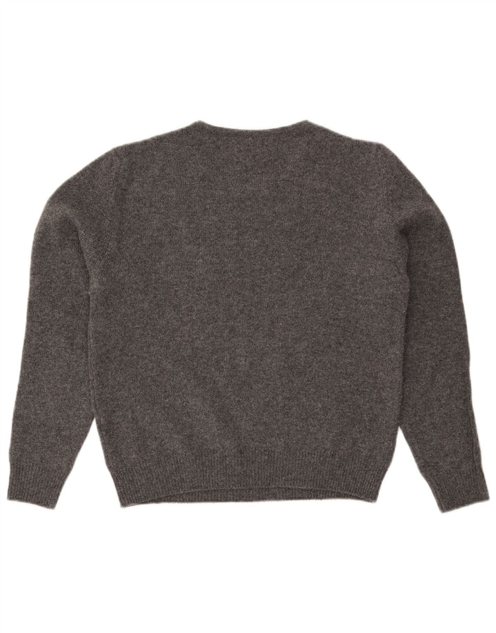 Pulover VINTAGE pentru femei cu decolteu triplu UK 14 Gri mediu Argyle/Diamond