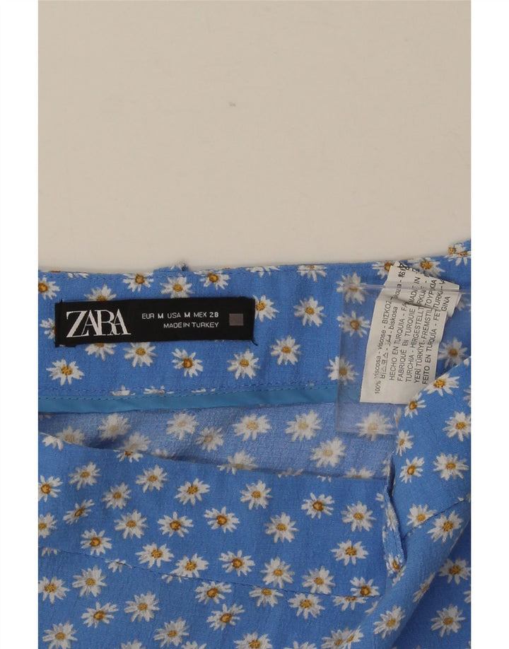 Fusta Mini Zara Femei Medium W28 Blue Floral Viscose