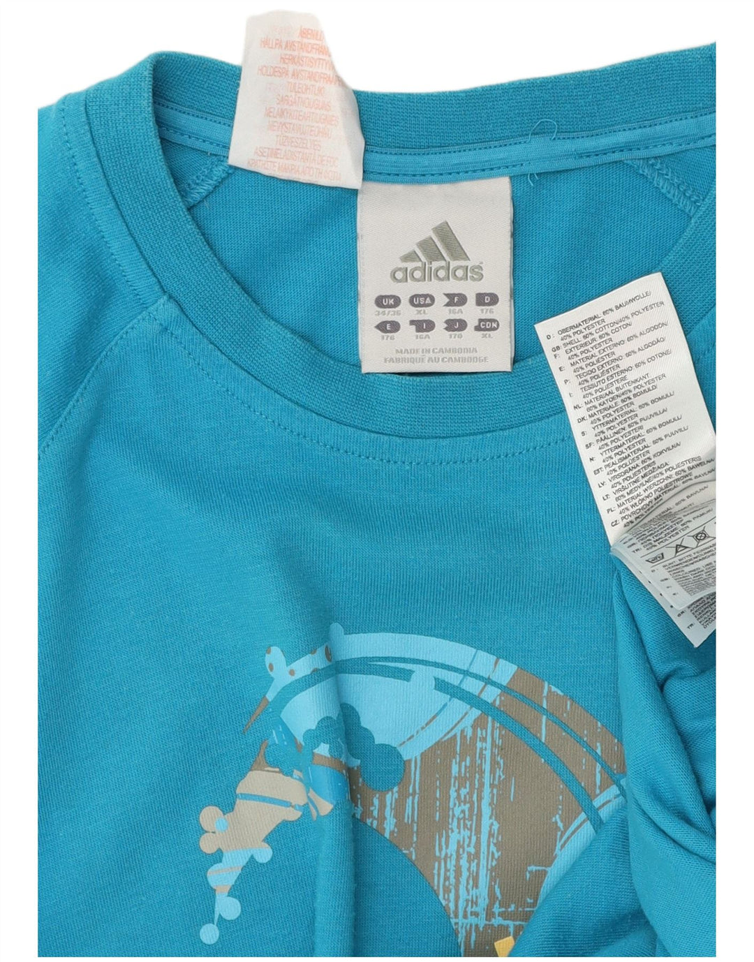 Tricou grafic Adidas pentru băieți Top 15-16 ani poliester albastru