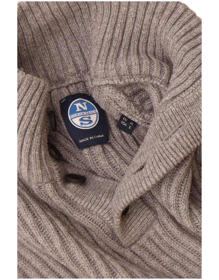 Pulover pentru bărbați North Sails cu gât cu nasturi, bumbac XL, gri