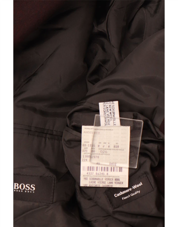 Jachetă blazer pentru bărbați HUGO BOSS cu 3 nasturi UK 40 Lână virgină mare burgundă