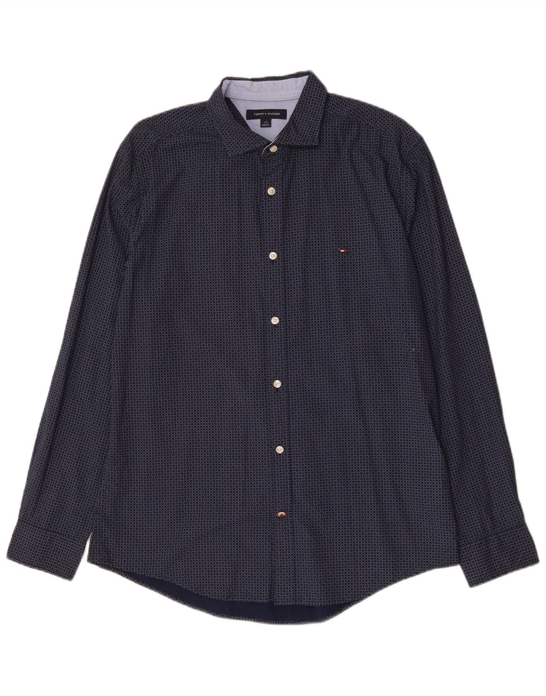 Cămașă pentru bărbați TOMMY HILFIGER, mare, albastru, bumbac cu pete