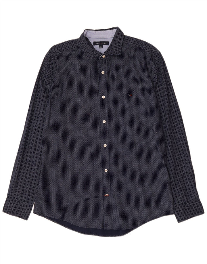 Cămașă pentru bărbați TOMMY HILFIGER, mare, albastru, bumbac cu pete