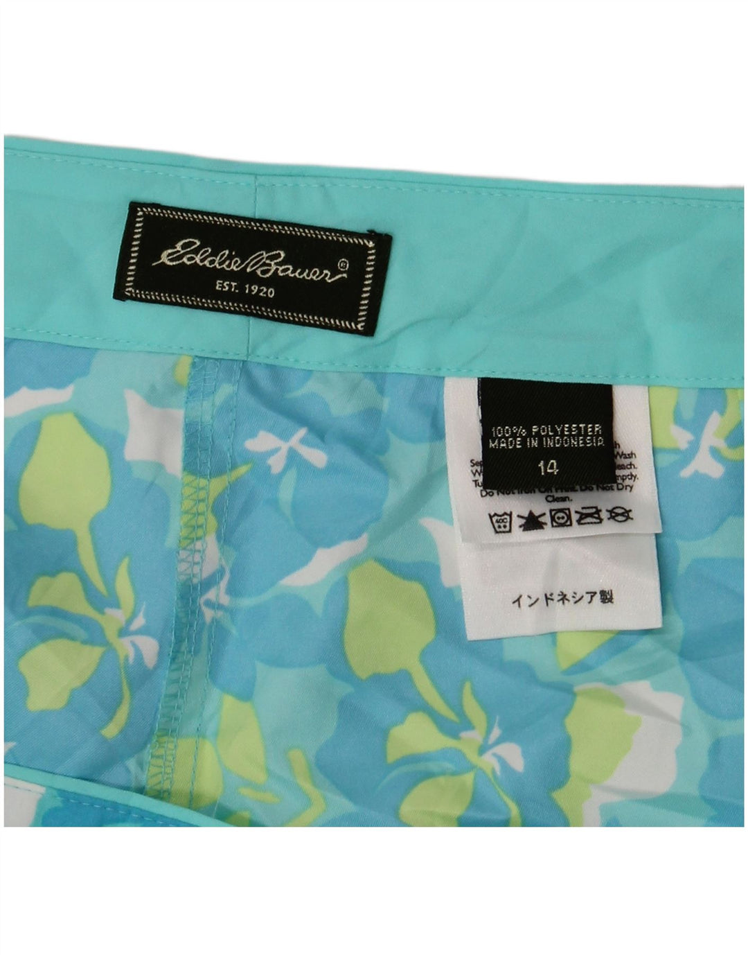 EDDIE BAUER Pantaloni scurți de înot pentru femei US 14 XL, albastru, poliester floral