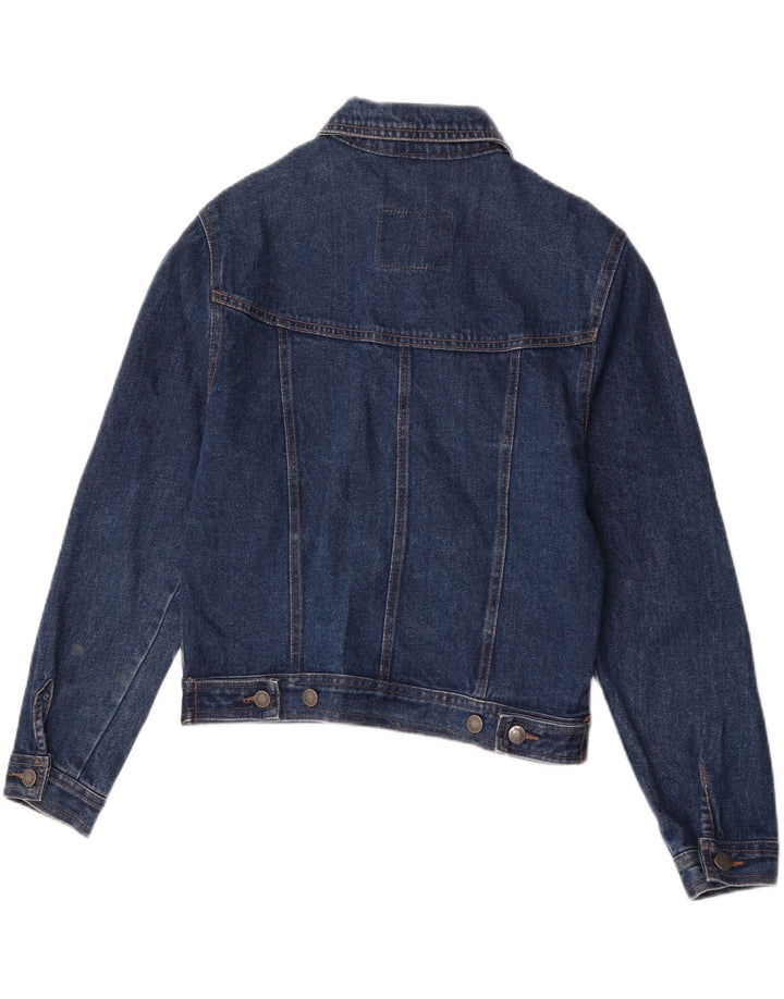 Jachetă de denim crop vintage pentru femei UK 14, bumbac albastru mediu