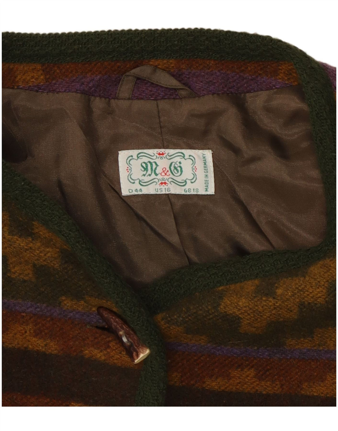 Pulover Cardigan Vintage pentru Damă UK 18 XL Lână Geometrică Multicoloră