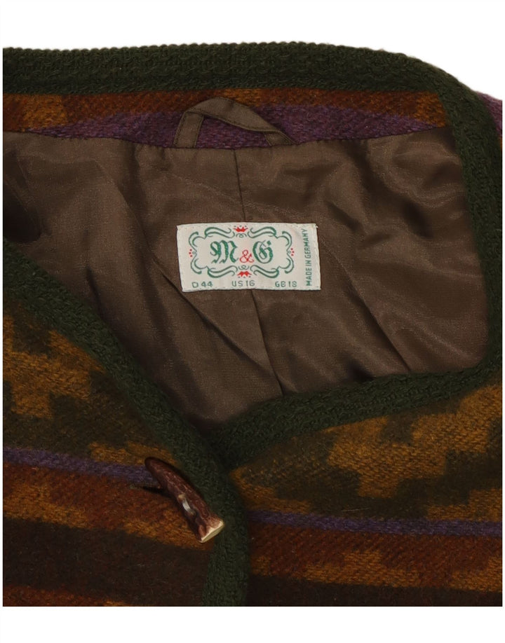 Pulover Cardigan Vintage pentru Damă UK 18 XL Lână Geometrică Multicoloră