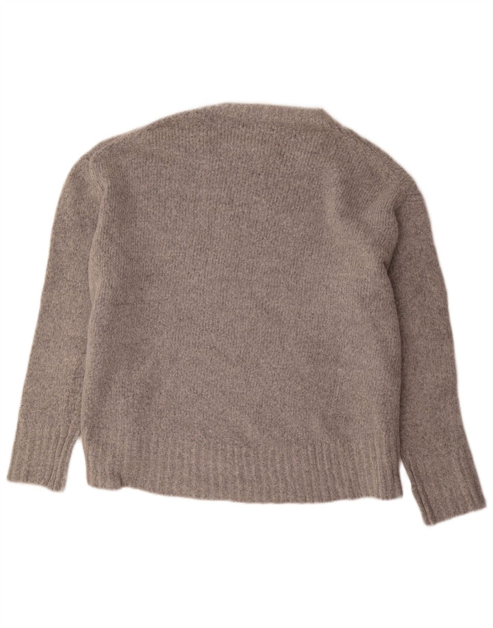 Pulover supradimensionat pentru femei Zara, cu gât de barcă, UK 14 Medium Gri Acrilic