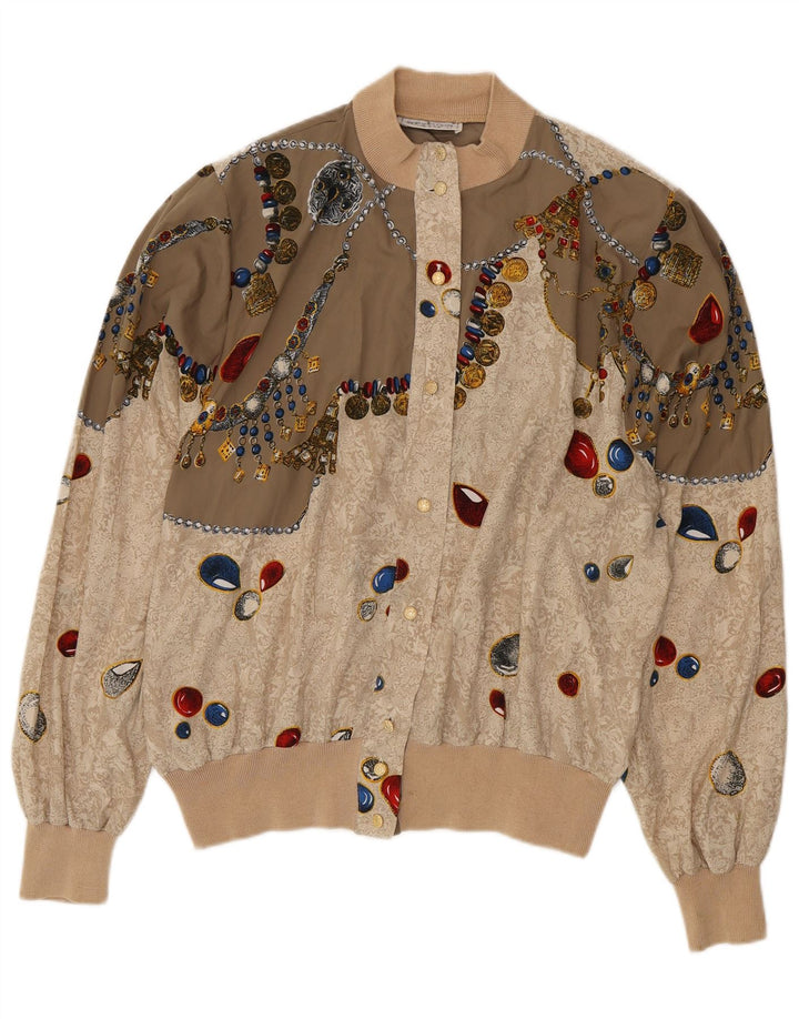 Jachetă bomber cu grafică pentru femei Marcello Cioni IT 50 XL bej color block