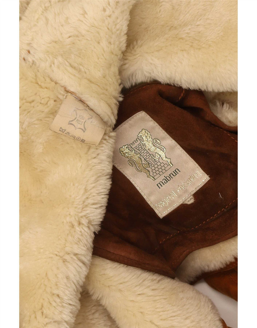 Pardesiu din shearling pentru bărbați Mabrun UK 40 mare, bej, din shearling