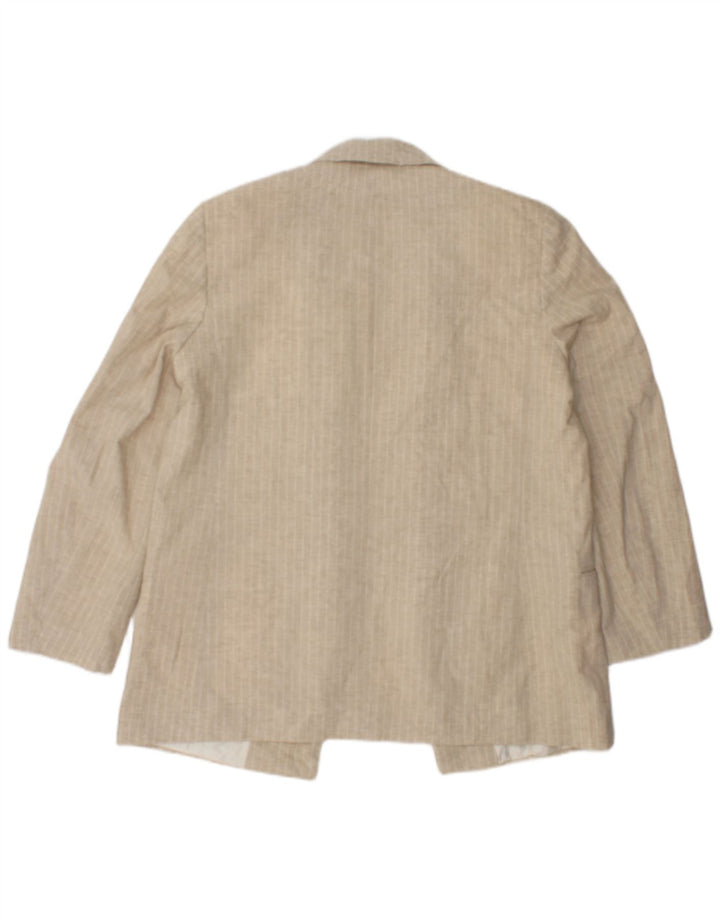 Jachetă Blazer pentru femei deschisă Zara UK 16 mare, bej, cu dungi