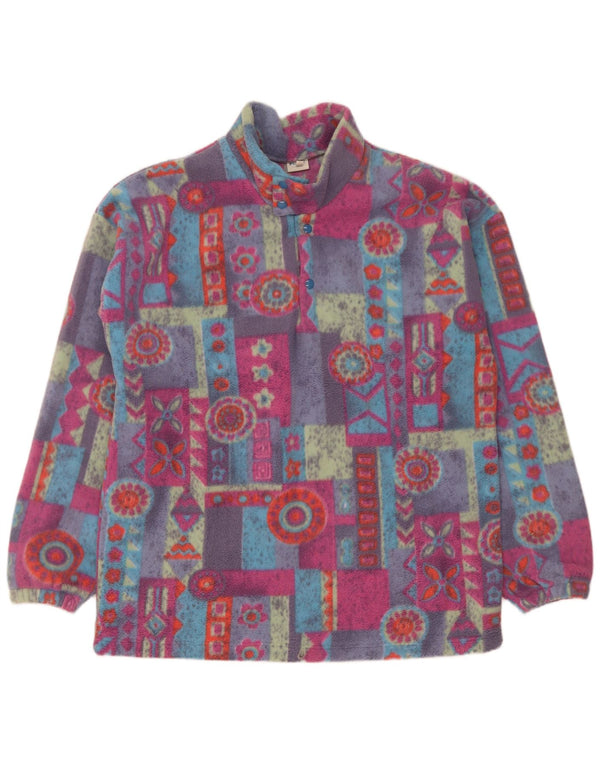 Pulover vintage pentru bărbați, cu gât, cu nasturi, XL, poliester geometric multicolor
