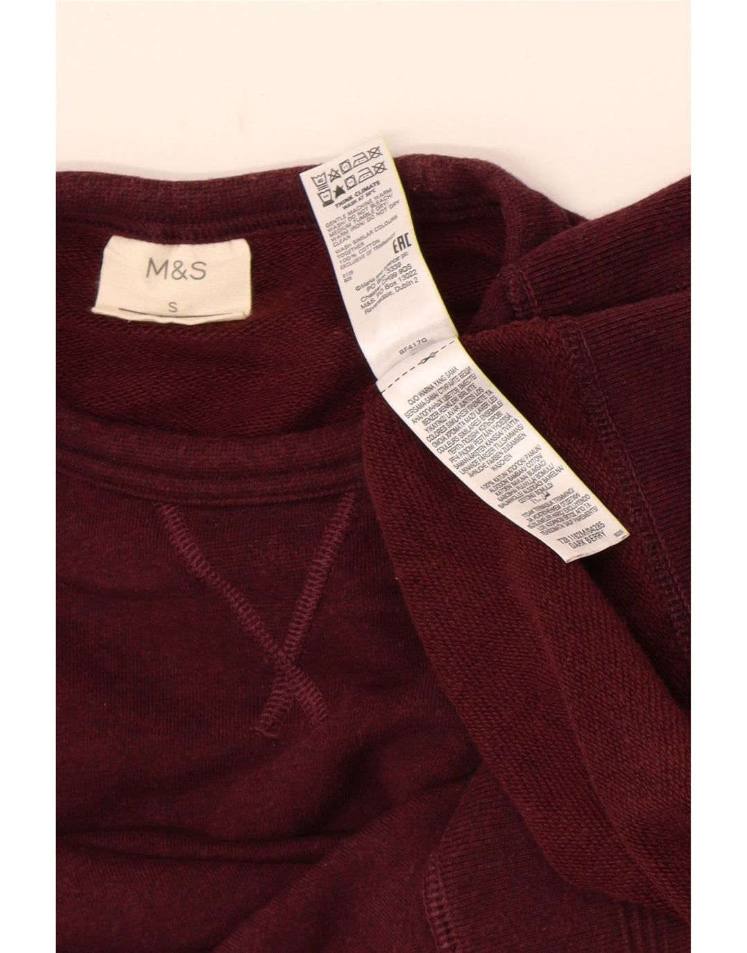 Hanorac pentru bărbați Marks & Spencer Pulover mic din bumbac burgundă