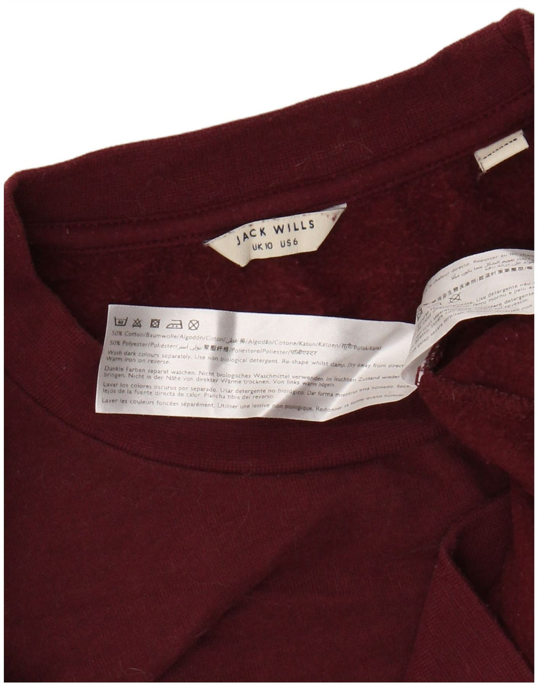 JACK WILLS Pulover supradimensionat pentru femei UK 10 Bumbac maro mic