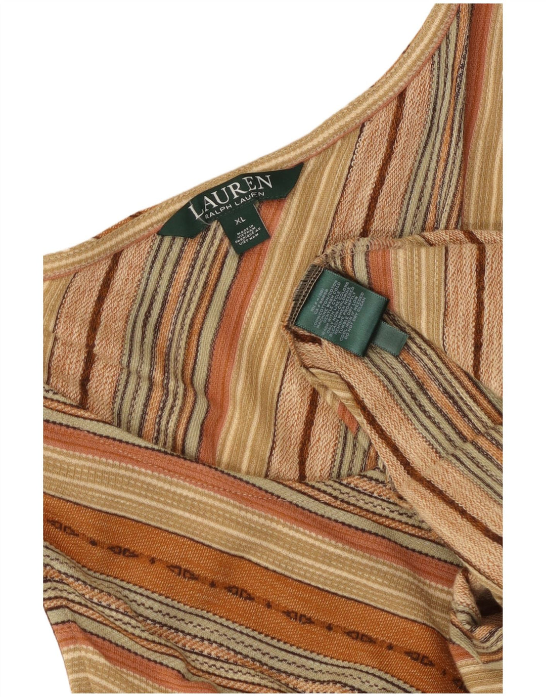 Rochie maxi fără mâneci pentru femei RALPH LAUREN UK 18 XL bej cu dungi