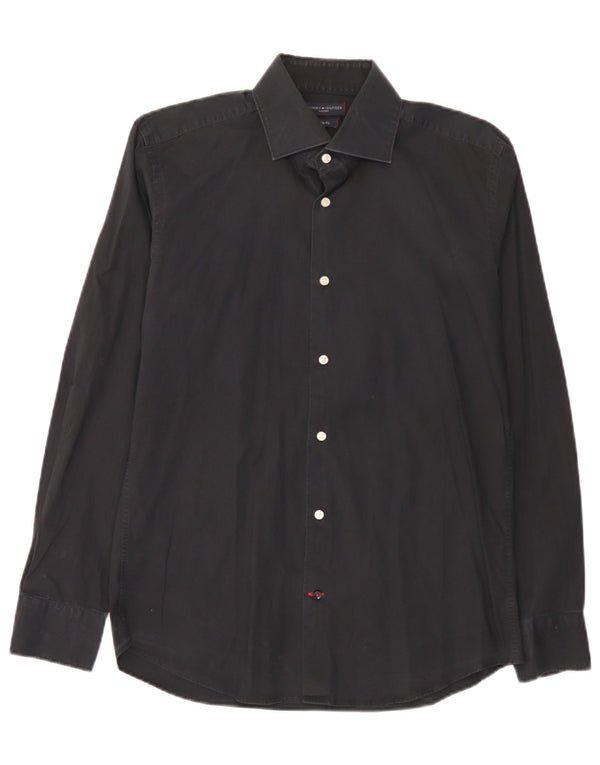 Cămașă croită pentru bărbați Tommy Hilfiger Slim Fit Mărimea 40 15 3/4 Medium Negru
