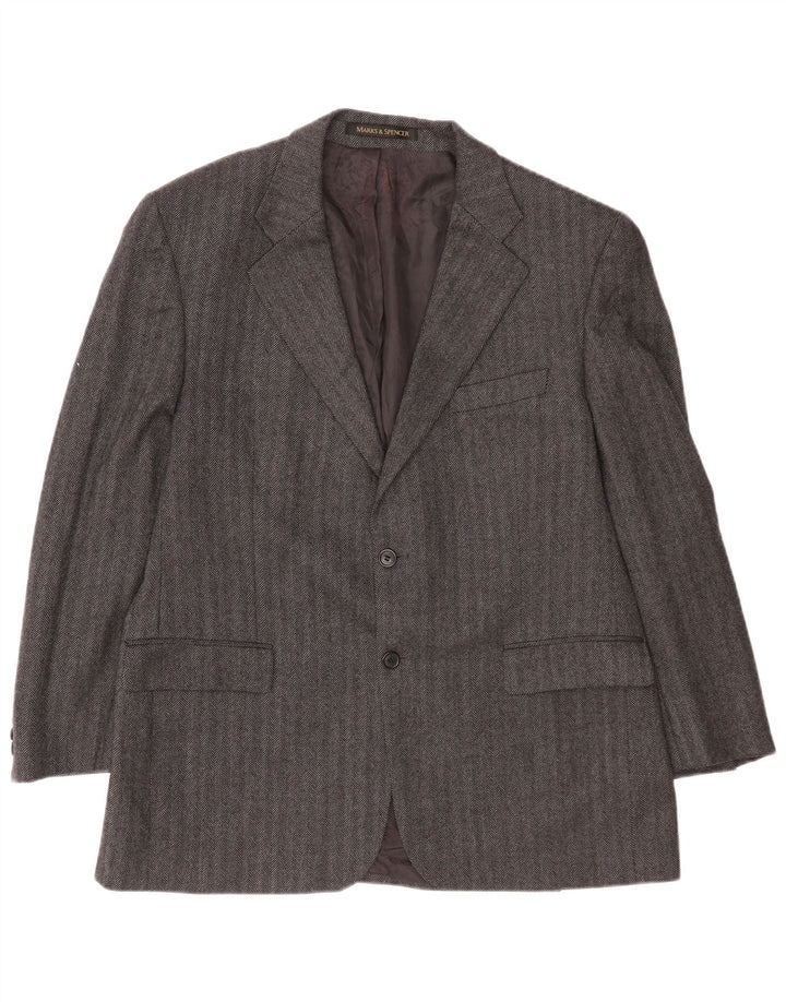 Jachetă pentru bărbați Marks & Spencer, cu 2 nasturi, UK 44 XL, lână gri cu dungi