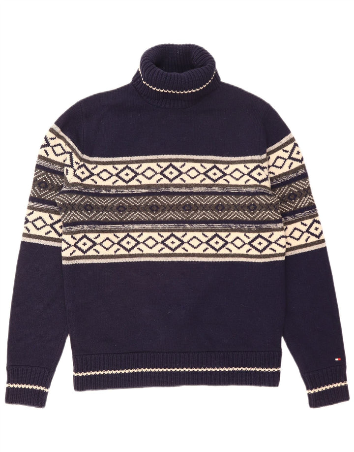 Pulover Tommy Hilfiger pentru bărbați cu gât rulat, mijlociu, bleumarin, Fair Isle