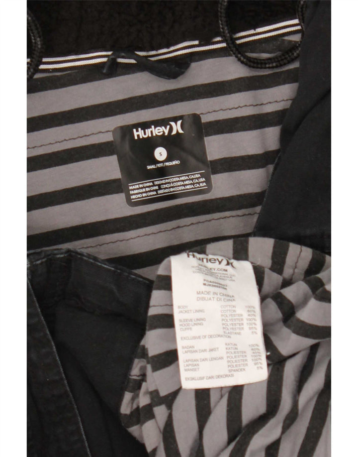 Jachetă parka cu glugă Hurley pentru bărbați UK 36, bumbac negru mic