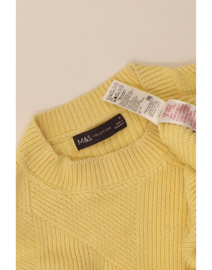 Pulover pentru femei Marks & Spencer cu gât roșu, bumbac galben mediu UK 14