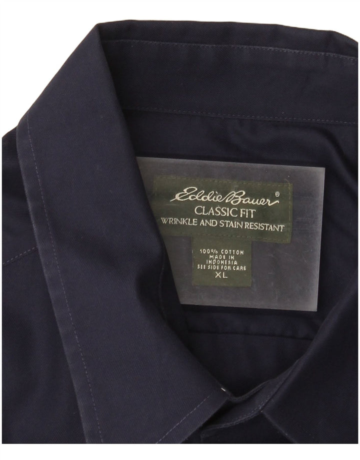 Cămașă pentru bărbați EDDIE BAUER Classic Fit XL Bumbac bleumarin