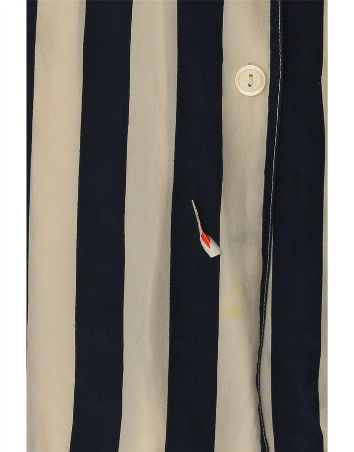 Bluză cămașă cu mânecă scurtă pentru femei Vintage IT 42 Medium Bleumarin în dungi