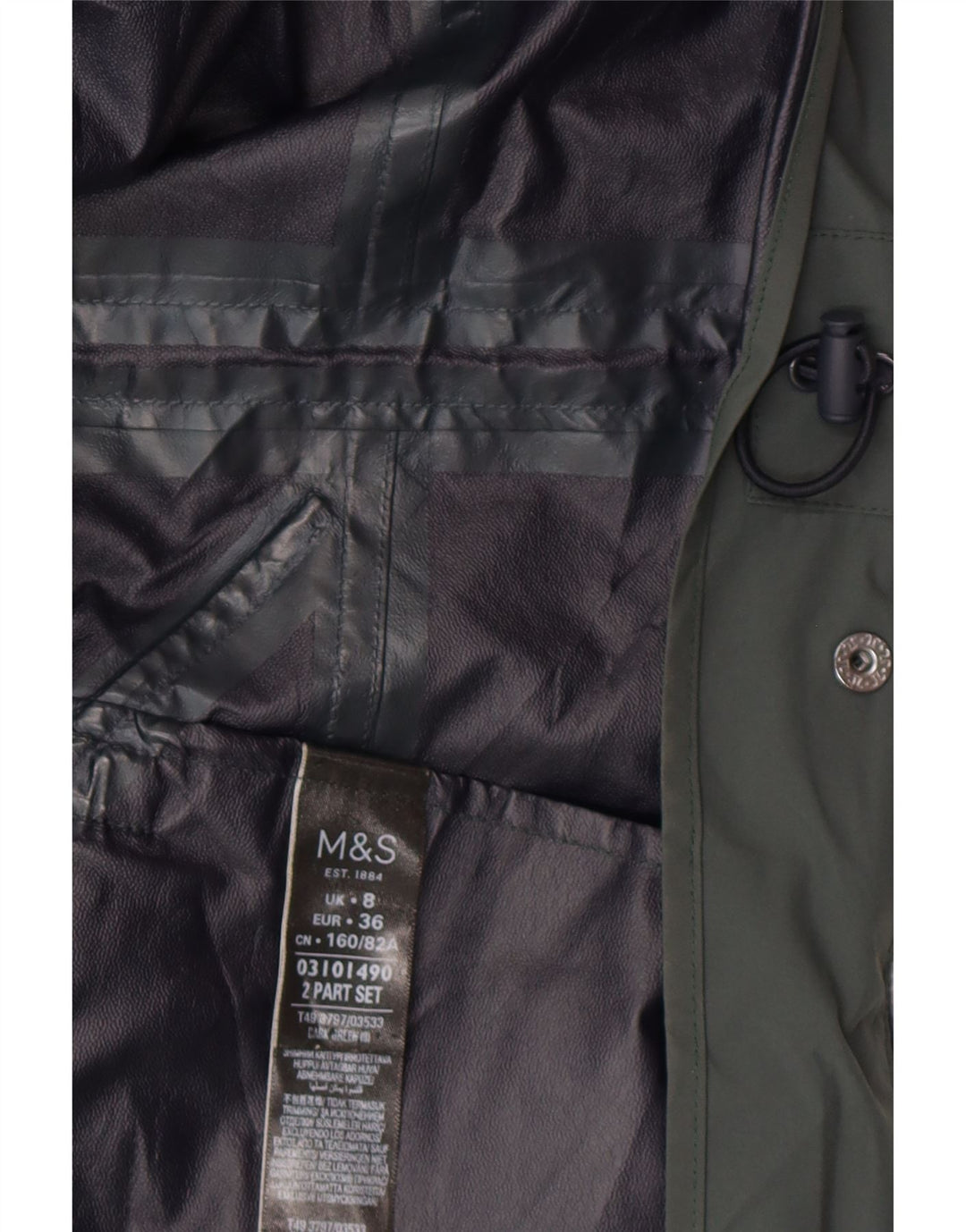 MARKS & SPENCER Jachetă Parka cu glugă pentru femei UK 8 Poliamidă verde mică