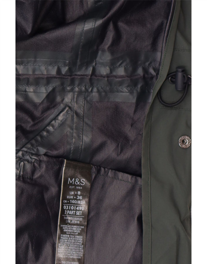 MARKS & SPENCER Jachetă Parka cu glugă pentru femei UK 8 Poliamidă verde mică