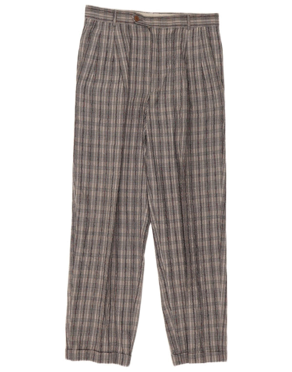 Pantaloni de costum vintage pentru femei cu talie înaltă IT 46 Large W30 L30 Gri Check