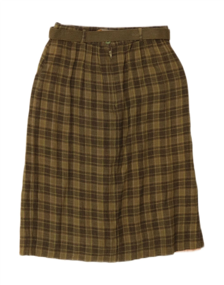 ANDREA MARE Womens Straight Skirt IT 42 Medium W26  Green Check Linen Vintage Andrea Mare and Second-Hand Andrea Mare from Messina Hembry 