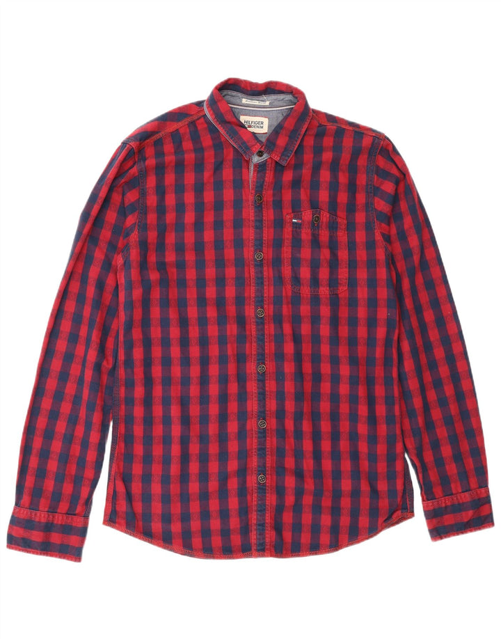 Cămașă pentru bărbați Tommy Hilfiger, cu tăiere obișnuită, din bumbac cu carouri mici, roșii