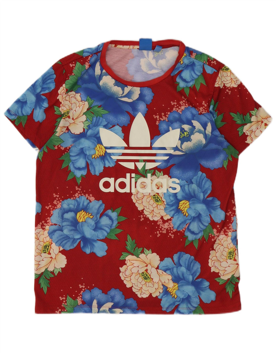 Tricou grafic ADIDAS pentru femei Top UK 14 mare, roșu, cu flori din poliester
