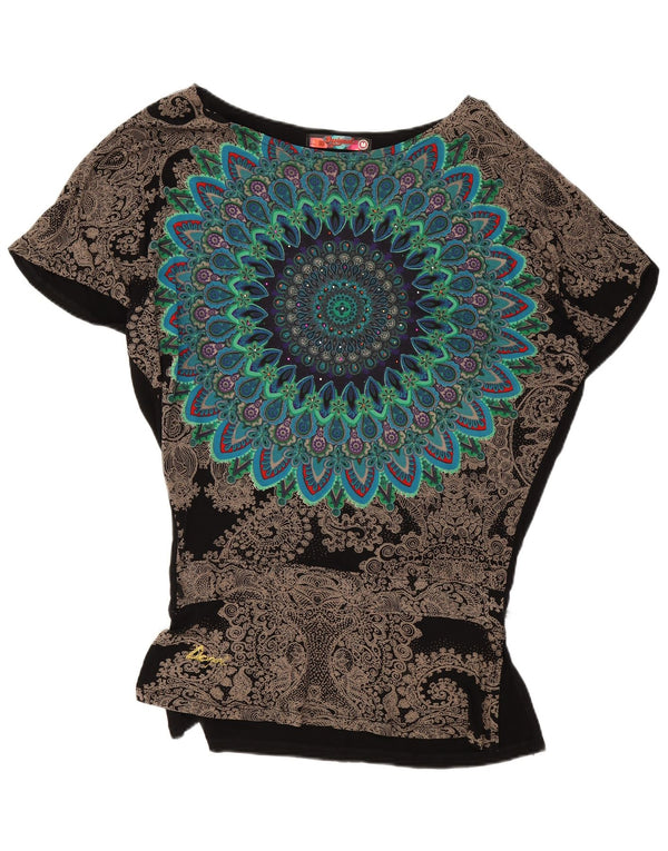 Bluză cu grafică supradimensionată pentru femei Desigual UK 14 Medium Black Paisley
